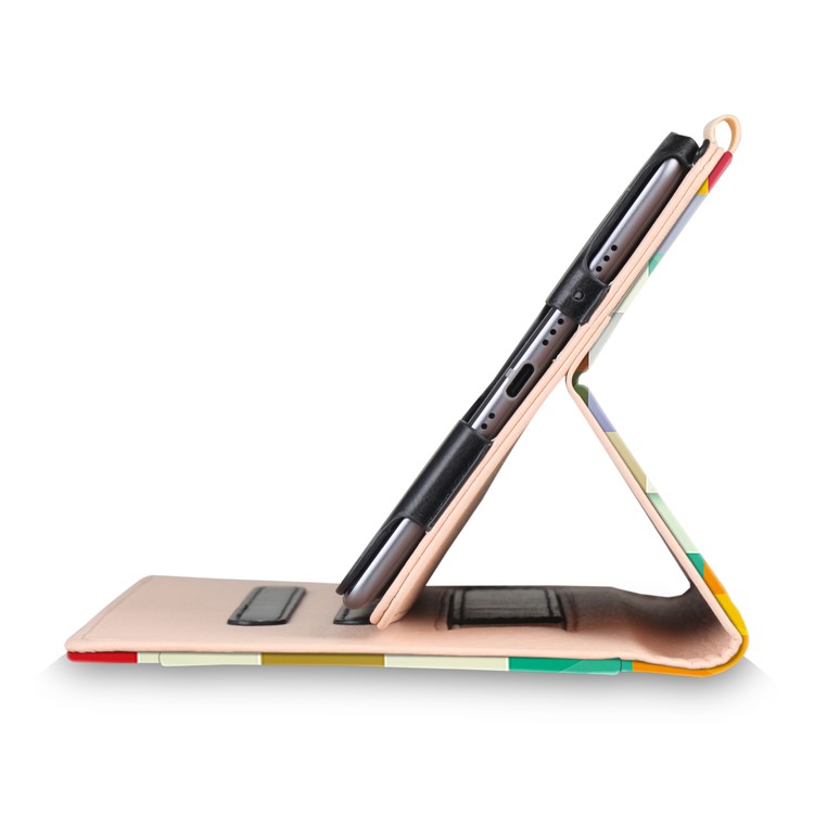 Pattern Printing Pocket Front Flip Leather Stand Case with Elastic Band for Huawei MediaPad M5 8 - Colorful Checks-5