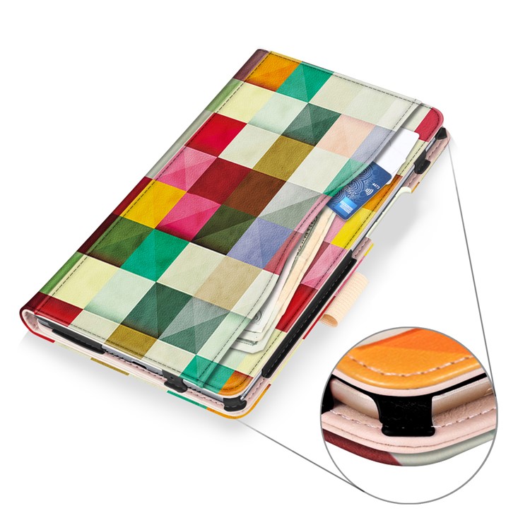 Pattern Printing Pocket Front Flip Leather Stand Case with Elastic Band for Huawei MediaPad M5 8 - Colorful Checks-7