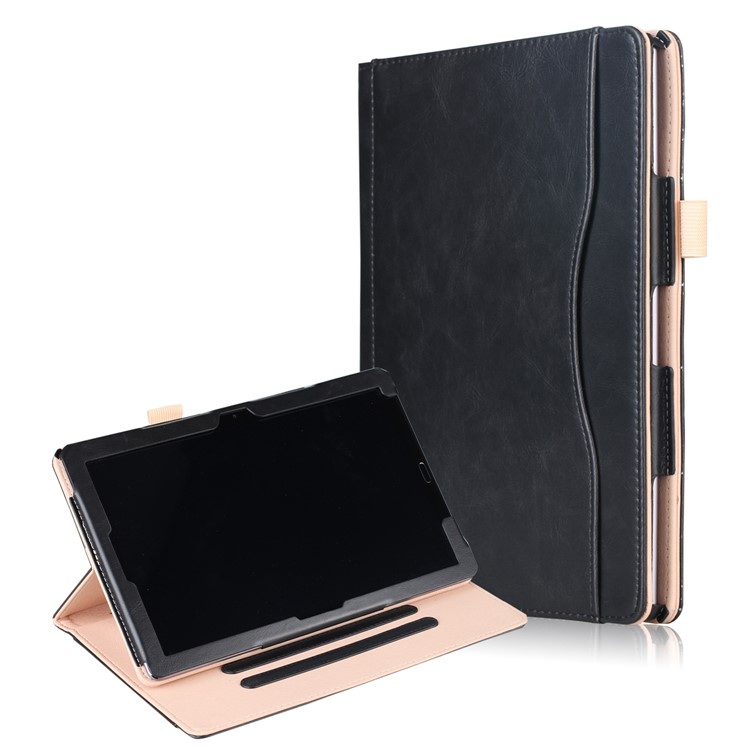 Pocket Front PU Leather Stand Case with Elastic Band for Huawei MediaPad M5 10 / M5 10 (Pro) - Black-1