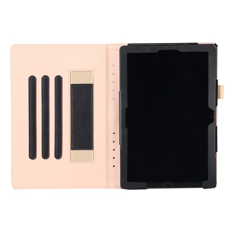 Pocket Front PU Leather Stand Case with Elastic Band for Huawei MediaPad M5 10 / M5 10 (Pro) - Black-7