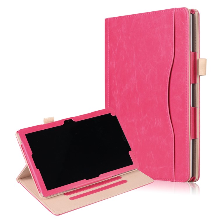 Pocket Front PU Leather Stand Cover with Elastic Band for Huawei MediaPad M5 10 / M5 10 (Pro) - Rose-1