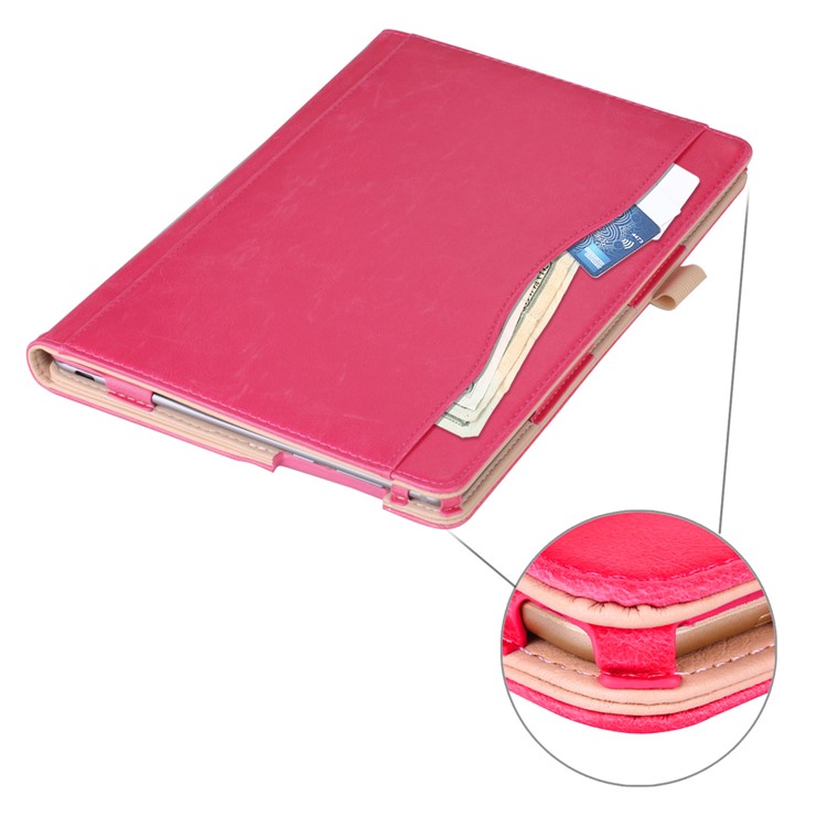 Pocket Front PU Leather Stand Cover with Elastic Band for Huawei MediaPad M5 10 / M5 10 (Pro) - Rose-5