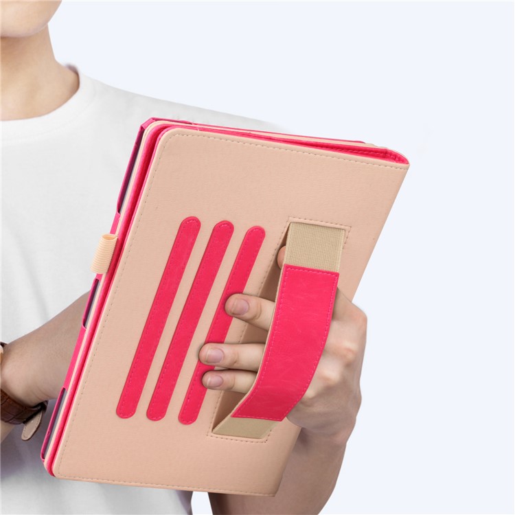 Pocket Front PU Leather Stand Cover with Elastic Band for Huawei MediaPad M5 10 / M5 10 (Pro) - Rose-9