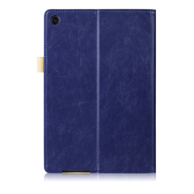 Pocket Front PU Leather Stand Case Cover with Elastic Band for Huawei MediaPad M5 10 / M5 10 (Pro) - Dark Blue-2