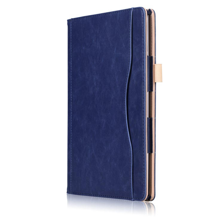 Pocket Front PU Leather Stand Case Cover with Elastic Band for Huawei MediaPad M5 10 / M5 10 (Pro) - Dark Blue-3