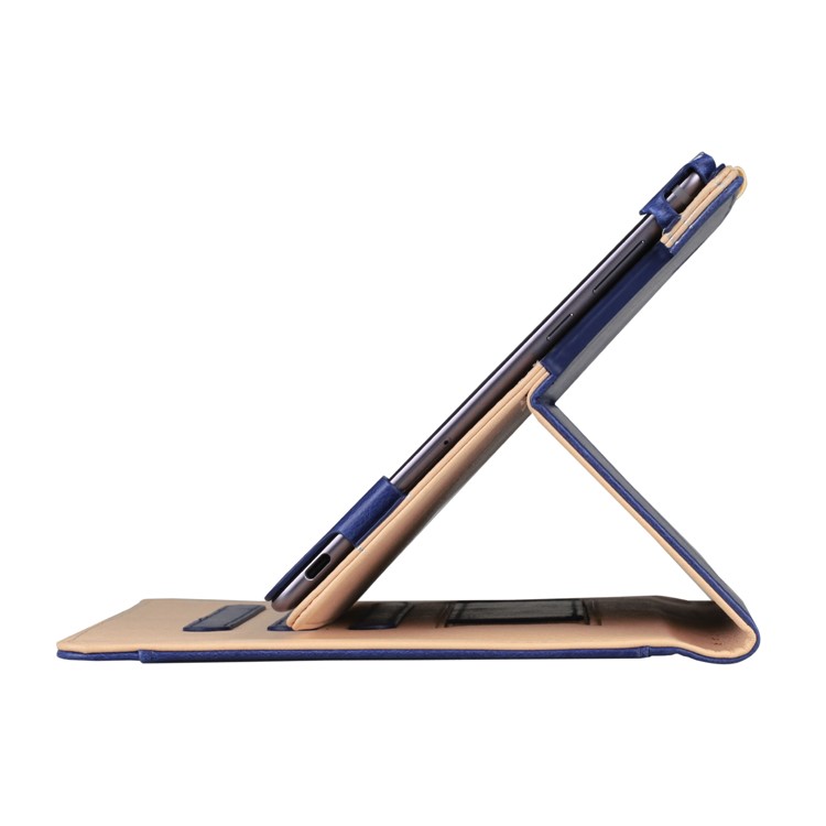 Pocket Front PU Leather Stand Case Cover with Elastic Band for Huawei MediaPad M5 10 / M5 10 (Pro) - Dark Blue-5