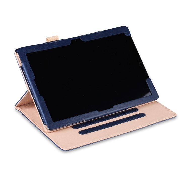 Pocket Front PU Leather Stand Case Cover with Elastic Band for Huawei MediaPad M5 10 / M5 10 (Pro) - Dark Blue-6