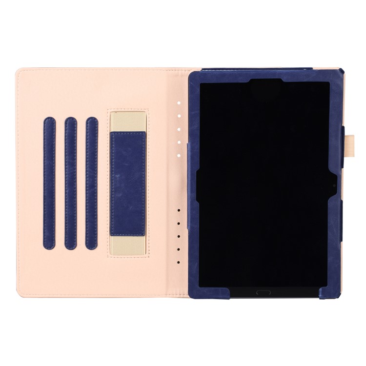 Pocket Front PU Leather Stand Case Cover with Elastic Band for Huawei MediaPad M5 10 / M5 10 (Pro) - Dark Blue-7