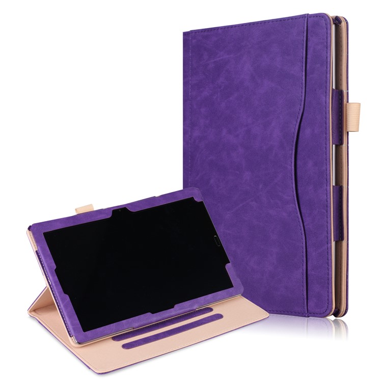 Pocket Front Flip Leather Stand Case with Elastic Band for Huawei MediaPad M5 10 / M5 10 (Pro) - Purple-1