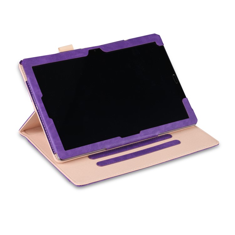 Pocket Front Flip Leather Stand Case with Elastic Band for Huawei MediaPad M5 10 / M5 10 (Pro) - Purple-7