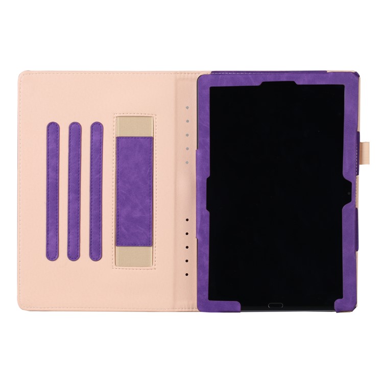 Pocket Front Flip Leather Stand Case with Elastic Band for Huawei MediaPad M5 10 / M5 10 (Pro) - Purple-8