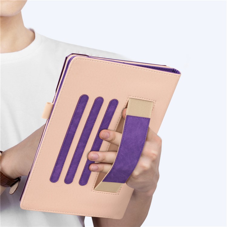 Pocket Front Flip Leather Stand Case with Elastic Band for Huawei MediaPad M5 10 / M5 10 (Pro) - Purple-9