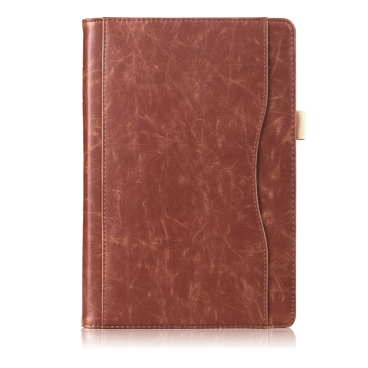 Pocket Front PU Leather Stand Case Shell Cover with Elastic Band for Huawei MediaPad M5 10 / M5 10 (Pro) - Brown-2