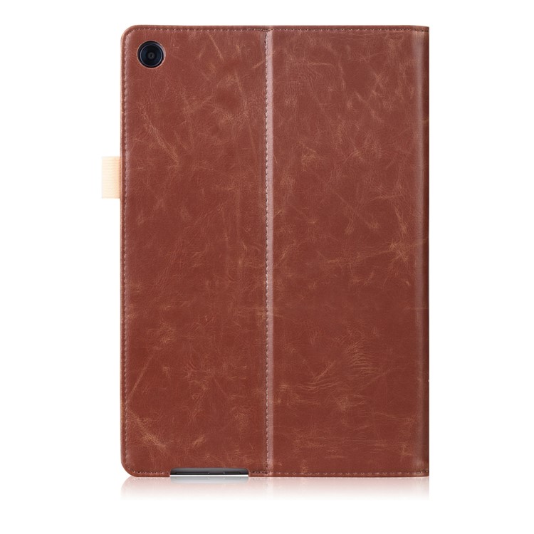 Pocket Front PU Leather Stand Case Shell Cover with Elastic Band for Huawei MediaPad M5 10 / M5 10 (Pro) - Brown-3