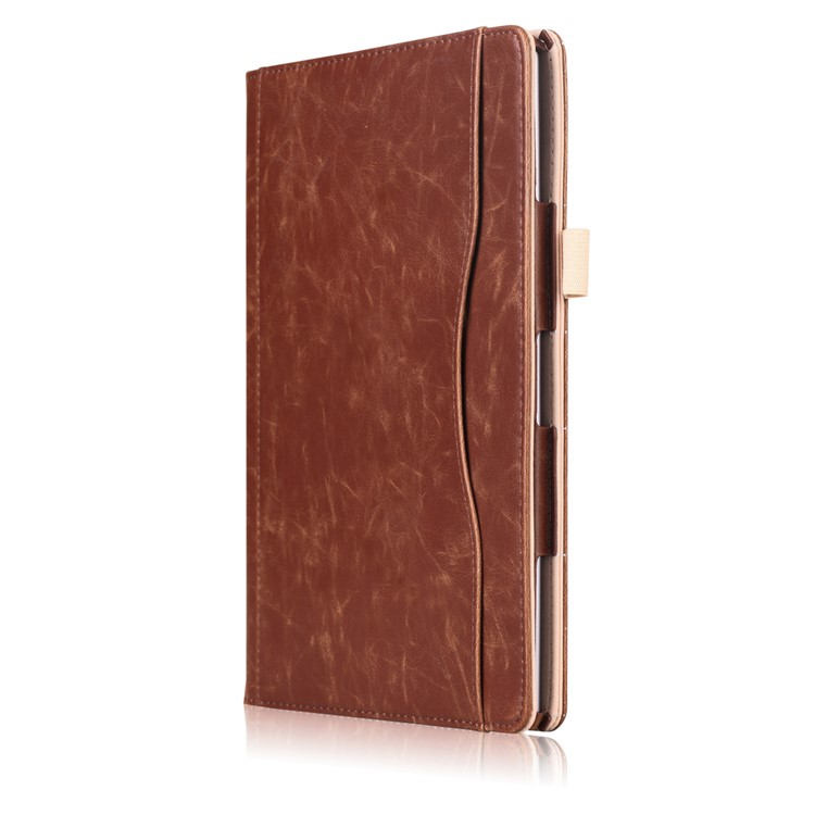 Pocket Front PU Leather Stand Case Shell Cover with Elastic Band for Huawei MediaPad M5 10 / M5 10 (Pro) - Brown-4