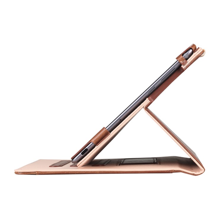 Pocket Front PU Leather Stand Case Shell Cover with Elastic Band for Huawei MediaPad M5 10 / M5 10 (Pro) - Brown-6