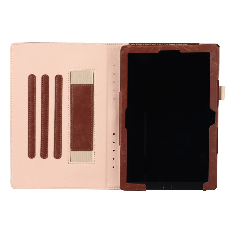 Pocket Front PU Leather Stand Case Shell Cover with Elastic Band for Huawei MediaPad M5 10 / M5 10 (Pro) - Brown-8