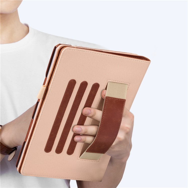 Pocket Front PU Leather Stand Case Shell Cover with Elastic Band for Huawei MediaPad M5 10 / M5 10 (Pro) - Brown-9