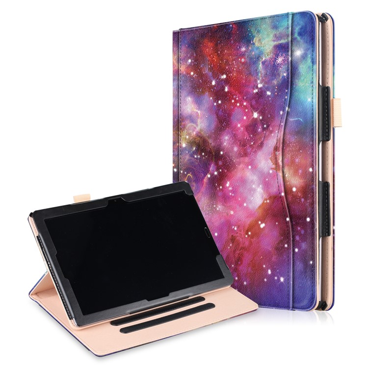 Pattern Printing Pocket Front PU Leather Stand Case with Elastic Band for Huawei MediaPad M5 10 / M5 10 (Pro) - Galaxy Pattern-1