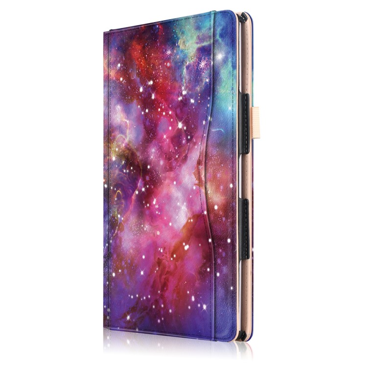 Pattern Printing Pocket Front PU Leather Stand Case with Elastic Band for Huawei MediaPad M5 10 / M5 10 (Pro) - Galaxy Pattern-4