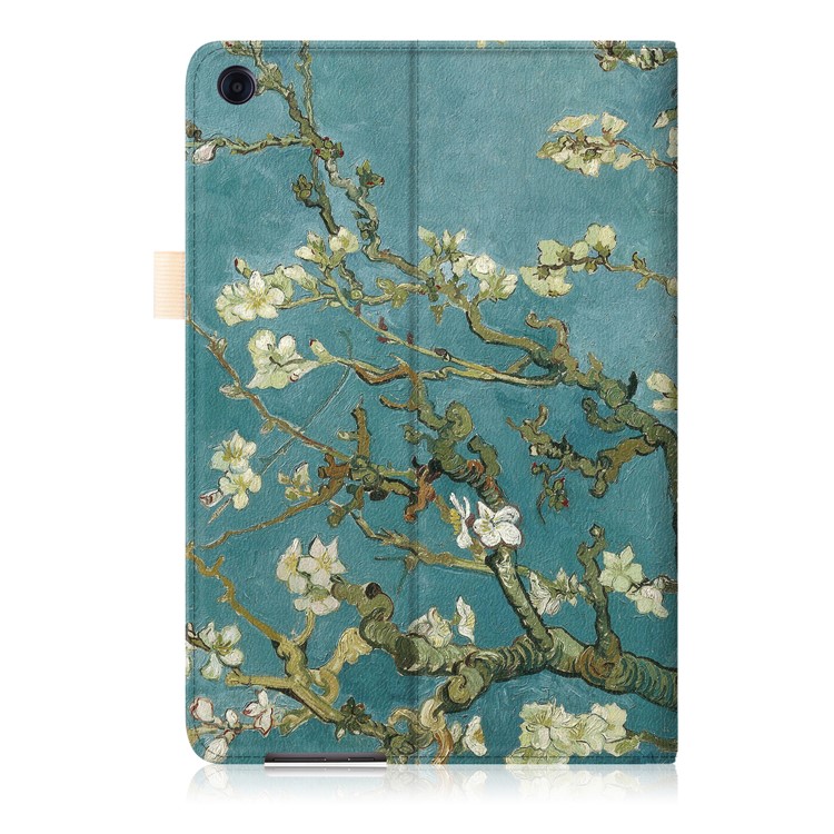 Pattern Printing Pocket Front PU Leather Stand Shell Case with Elastic Band for Huawei MediaPad M5 10 / M5 10 (Pro) - Tree with Flowers-3