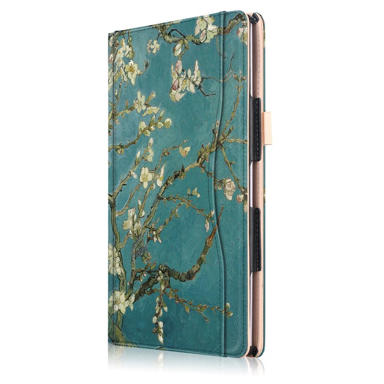 Pattern Printing Pocket Front PU Leather Stand Shell Case with Elastic Band for Huawei MediaPad M5 10 / M5 10 (Pro) - Tree with Flowers-4