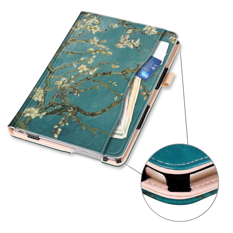 Pattern Printing Pocket Front PU Leather Stand Shell Case with Elastic Band for Huawei MediaPad M5 10 / M5 10 (Pro) - Tree with Flowers-5