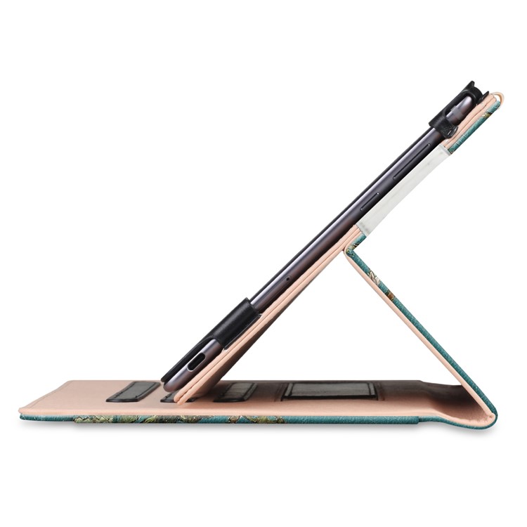 Pattern Printing Pocket Front PU Leather Stand Shell Case with Elastic Band for Huawei MediaPad M5 10 / M5 10 (Pro) - Tree with Flowers-6