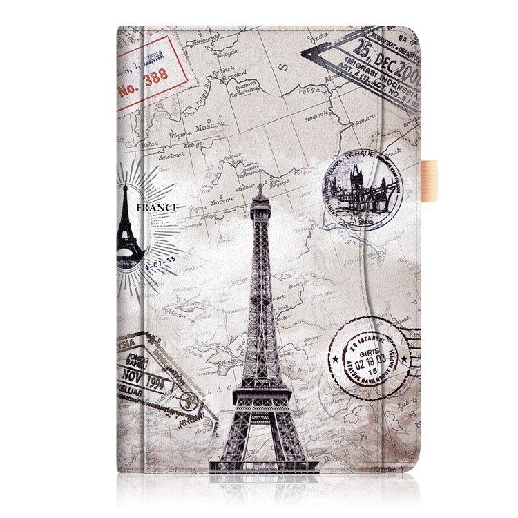 Pattern Printing Pocket Front PU Leather Stand Cover Shell with Elastic Band for Huawei MediaPad M5 10 / M5 10 (Pro) - Eiffel Tower-2