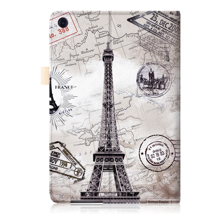 Pattern Printing Pocket Front PU Leather Stand Cover Shell with Elastic Band for Huawei MediaPad M5 10 / M5 10 (Pro) - Eiffel Tower-3