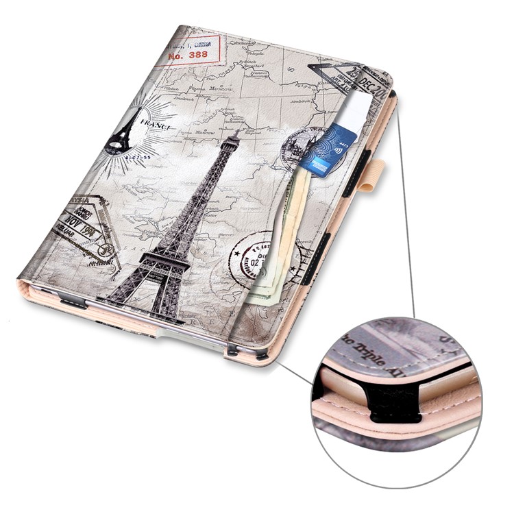 Pattern Printing Pocket Front PU Leather Stand Cover Shell with Elastic Band for Huawei MediaPad M5 10 / M5 10 (Pro) - Eiffel Tower-5