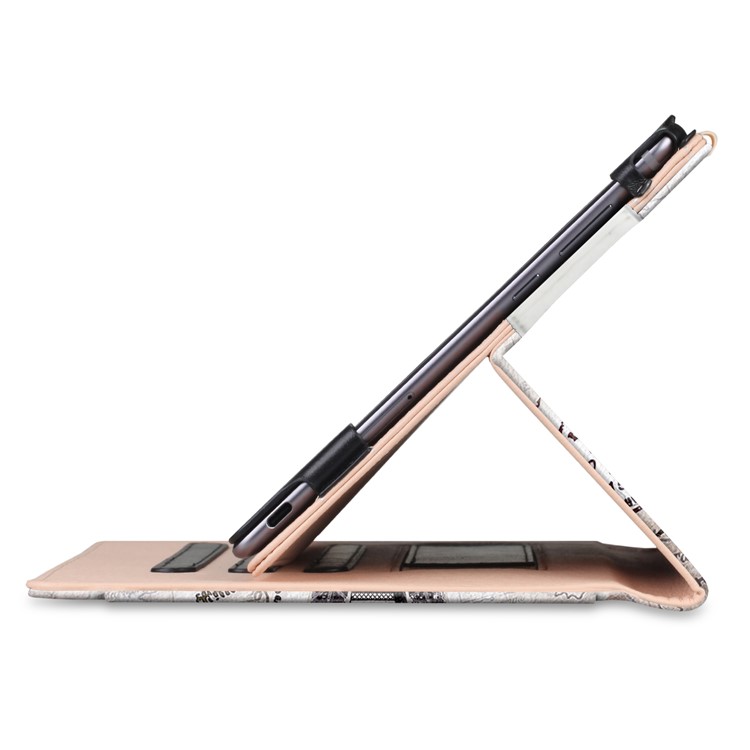 Pattern Printing Pocket Front PU Leather Stand Cover Shell with Elastic Band for Huawei MediaPad M5 10 / M5 10 (Pro) - Eiffel Tower-6