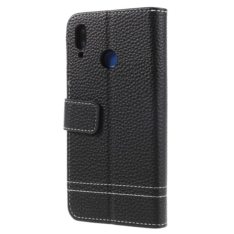 Litchi Texture PU Leather Wallet Phone Case with Stand for Huawei P20 Lite / Nova 3e - Black-2