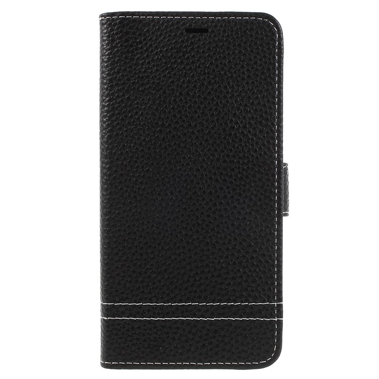Litchi Texture PU Leather Wallet Phone Case with Stand for Huawei P20 Lite / Nova 3e - Black-3