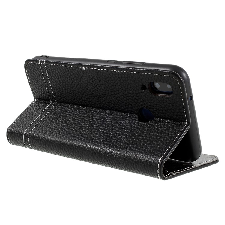 Litchi Texture PU Leather Wallet Phone Case with Stand for Huawei P20 Lite / Nova 3e - Black-5