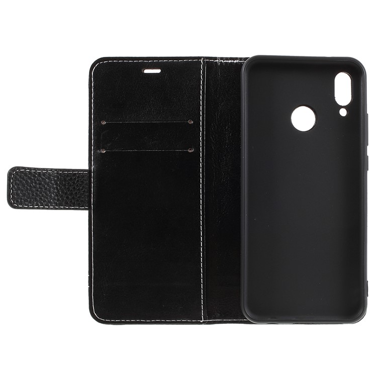 Litchi Texture PU Leather Wallet Phone Case with Stand for Huawei P20 Lite / Nova 3e - Black-7
