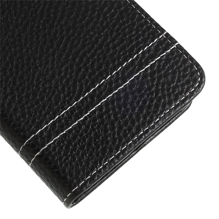 Litchi Texture PU Leather Wallet Phone Case with Stand for Huawei P20 Lite / Nova 3e - Black-8