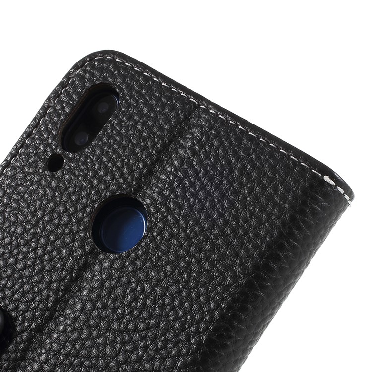 Litchi Texture PU Leather Wallet Phone Case with Stand for Huawei P20 Lite / Nova 3e - Black-9