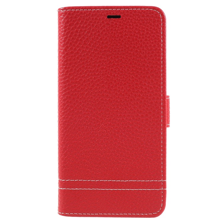 Litchi Texture PU Leather Wallet Phone Casing with Stand for Huawei P20 Lite / Nova 3e - Red-1
