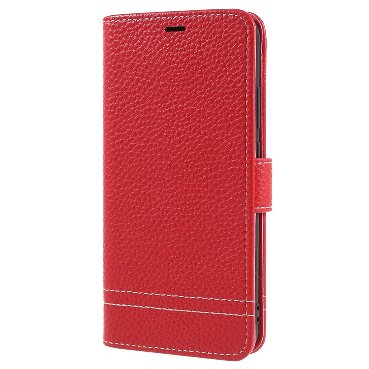 Litchi Texture PU Leather Wallet Phone Casing with Stand for Huawei P20 Lite / Nova 3e - Red-2