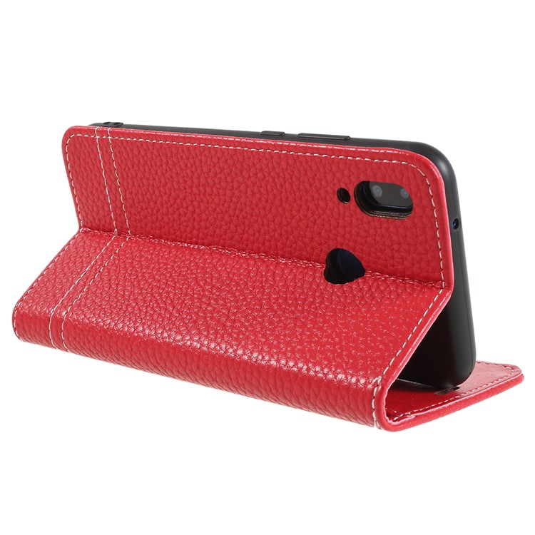 Litchi Texture PU Leather Wallet Phone Casing with Stand for Huawei P20 Lite / Nova 3e - Red-5