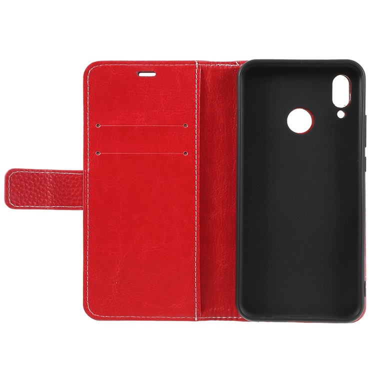 Litchi Texture PU Leather Wallet Phone Casing with Stand for Huawei P20 Lite / Nova 3e - Red-7