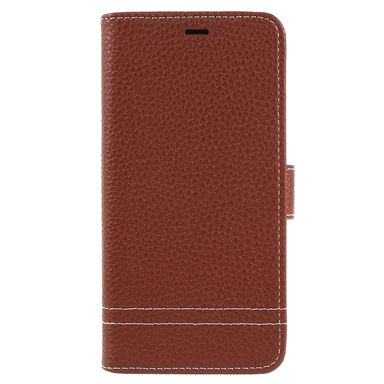 Litchi Texture PU Leather Wallet Phone Shell with Stand for Huawei P20 Lite / Nova 3e - Brown-1