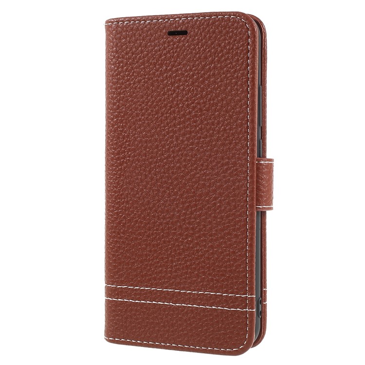 Litchi Texture PU Leather Wallet Phone Shell with Stand for Huawei P20 Lite / Nova 3e - Brown-2