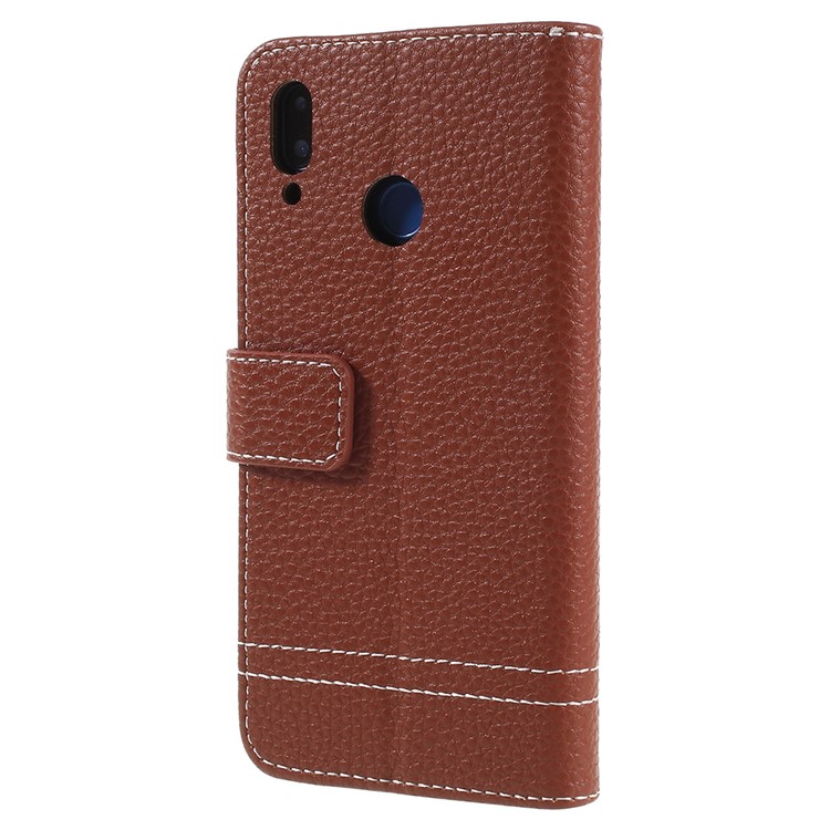 Litchi Texture PU Leather Wallet Phone Shell with Stand for Huawei P20 Lite / Nova 3e - Brown-3