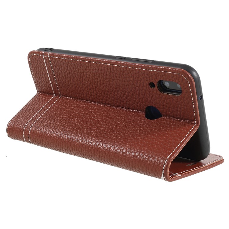 Litchi Texture PU Leather Wallet Phone Shell with Stand for Huawei P20 Lite / Nova 3e - Brown-5