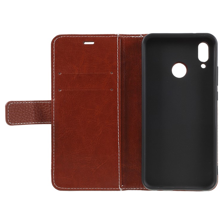 Litchi Texture PU Leather Wallet Phone Shell with Stand for Huawei P20 Lite / Nova 3e - Brown-7