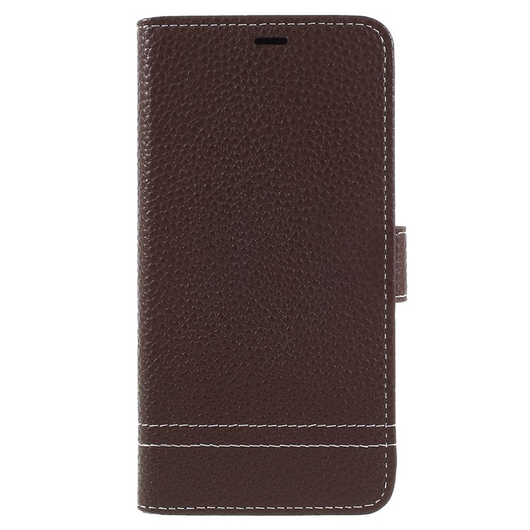 Litchi Texture PU Leather Wallet Phone Cover with Stand for Huawei P20 Lite / Nova 3e - Coffee-1