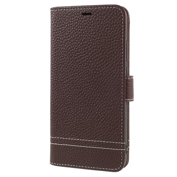 Litchi Texture PU Leather Wallet Phone Cover with Stand for Huawei P20 Lite / Nova 3e - Coffee-2