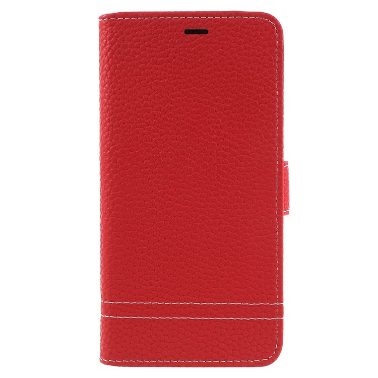 Litchi Grain Wallet Stand Leather Protection Casing for Huawei P20 - Red-1